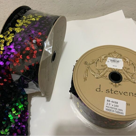 New 2 rolls D. Stevens Sequined Ribbon, 2.5"W x 10 Yards Retail $188 - Picture 12 of 12